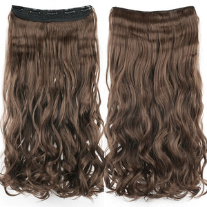 Soowee Long Straight Women Clip in Hair Extensions Black Brown High Tempreture Synthetic Hair Piece