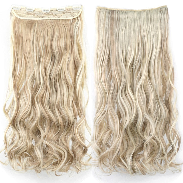 Soowee Long Straight Women Clip in Hair Extensions Black Brown High Tempreture Synthetic Hair Piece