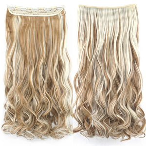 Soowee Long Straight Women Clip in Hair Extensions Black Brown High Tempreture Synthetic Hair Piece