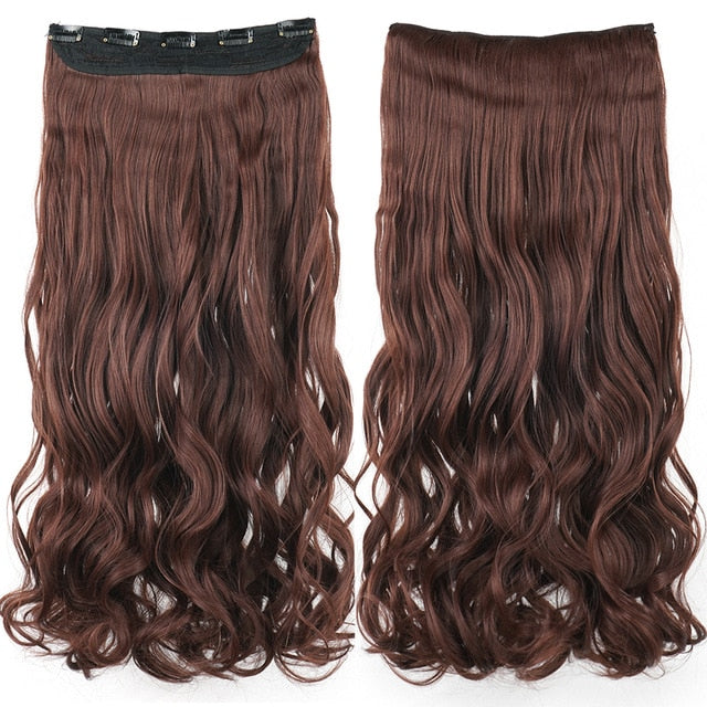 Soowee Long Straight Women Clip in Hair Extensions Black Brown High Tempreture Synthetic Hair Piece