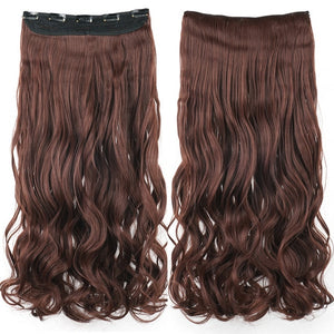 Soowee Long Straight Women Clip in Hair Extensions Black Brown High Tempreture Synthetic Hair Piece