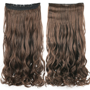 Soowee Long Straight Women Clip in Hair Extensions Black Brown High Tempreture Synthetic Hair Piece