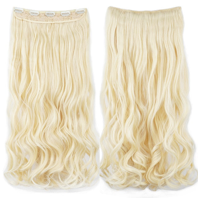 Soowee Long Straight Women Clip in Hair Extensions Black Brown High Tempreture Synthetic Hair Piece