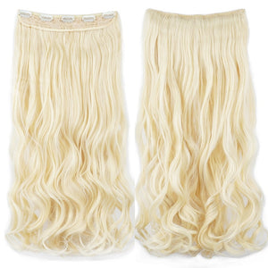Soowee Long Straight Women Clip in Hair Extensions Black Brown High Tempreture Synthetic Hair Piece
