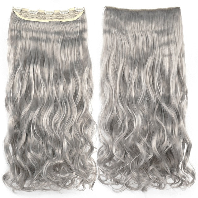 Soowee Long Straight Women Clip in Hair Extensions Black Brown High Tempreture Synthetic Hair Piece
