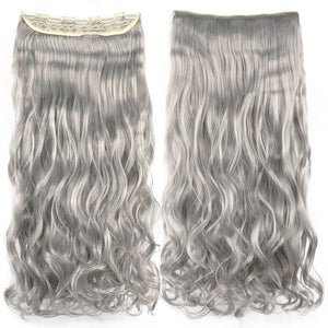 Soowee Long Straight Women Clip in Hair Extensions Black Brown High Tempreture Synthetic Hair Piece
