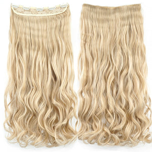Soowee Long Straight Women Clip in Hair Extensions Black Brown High Tempreture Synthetic Hair Piece