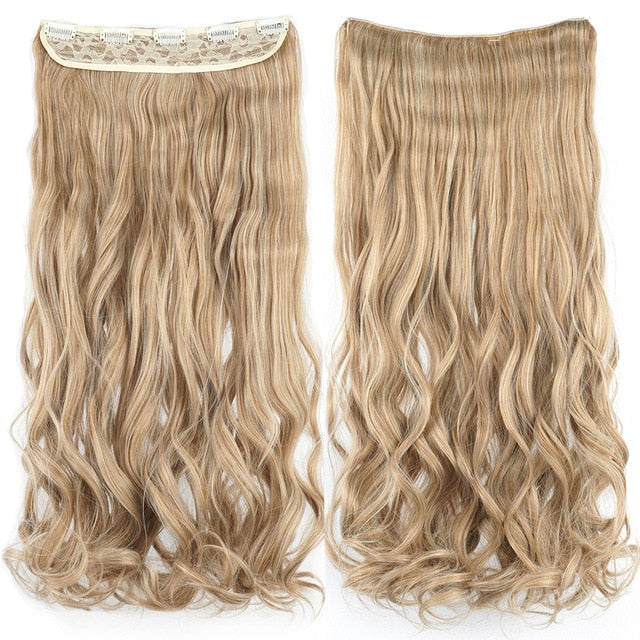Soowee Long Straight Women Clip in Hair Extensions Black Brown High Tempreture Synthetic Hair Piece