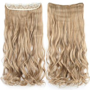 Soowee Long Straight Women Clip in Hair Extensions Black Brown High Tempreture Synthetic Hair Piece
