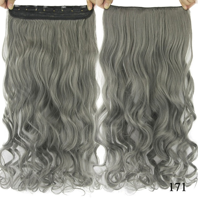 Soowee Long Straight Women Clip in Hair Extensions Black Brown High Tempreture Synthetic Hair Piece