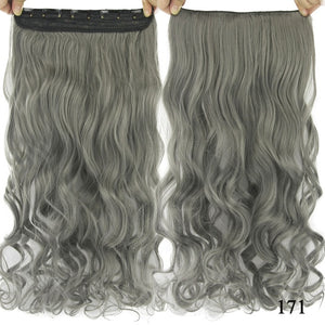 Soowee Long Straight Women Clip in Hair Extensions Black Brown High Tempreture Synthetic Hair Piece