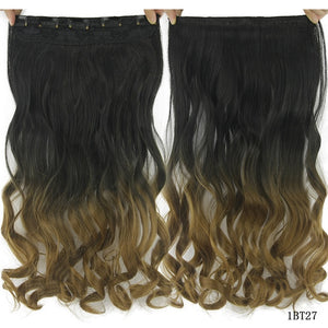 Soowee Long Straight Women Clip in Hair Extensions Black Brown High Tempreture Synthetic Hair Piece
