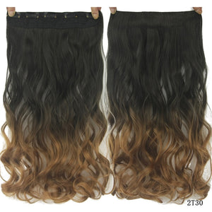 Soowee Long Straight Women Clip in Hair Extensions Black Brown High Tempreture Synthetic Hair Piece