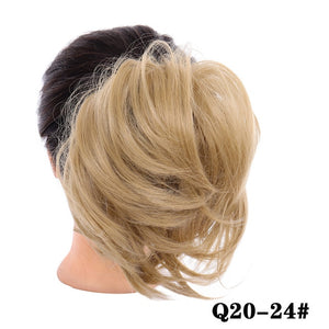 LUPU Messy Chignon Synthetic Hair Bun Donut Updo Straight Scrunchie With Elastic Band For Women Heat Resistant Hair Extensions