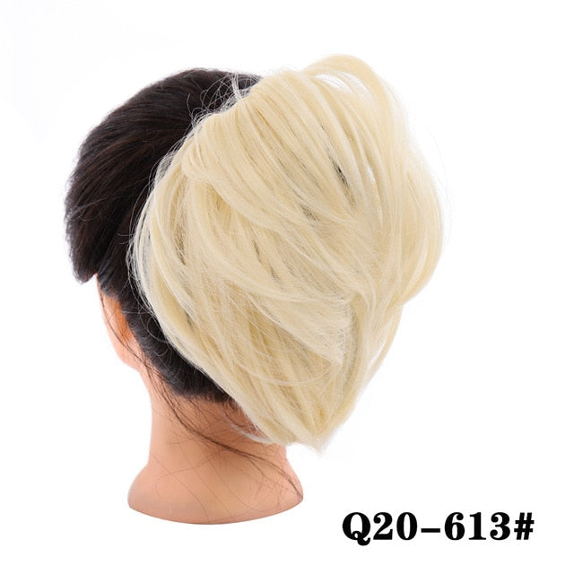 LUPU Messy Chignon Synthetic Hair Bun Donut Updo Straight Scrunchie With Elastic Band For Women Heat Resistant Hair Extensions