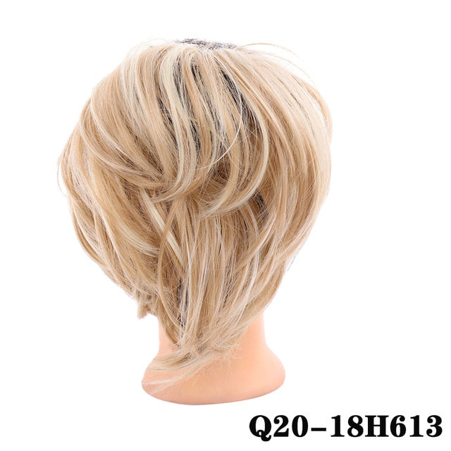 LUPU Messy Chignon Synthetic Hair Bun Donut Updo Straight Scrunchie With Elastic Band For Women Heat Resistant Hair Extensions