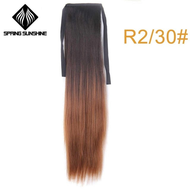 Spring sunshine 65cm Long Straight Blonde Clip In Hair Tail False Hair Ponytail Hairpiece Synthetic Hair Extensions
