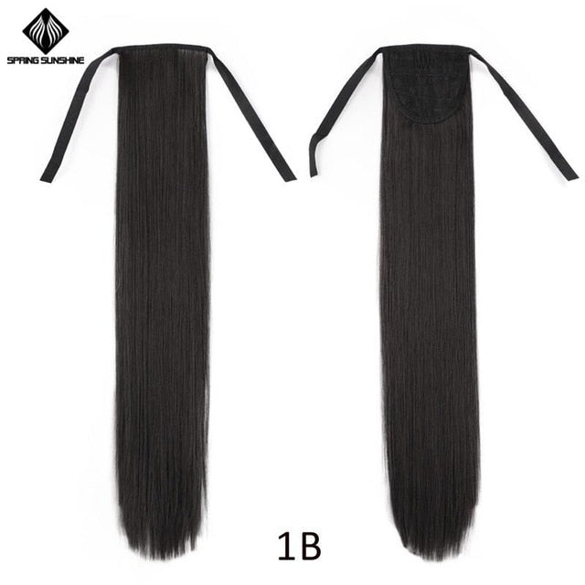 Spring sunshine 65cm Long Straight Blonde Clip In Hair Tail False Hair Ponytail Hairpiece Synthetic Hair Extensions