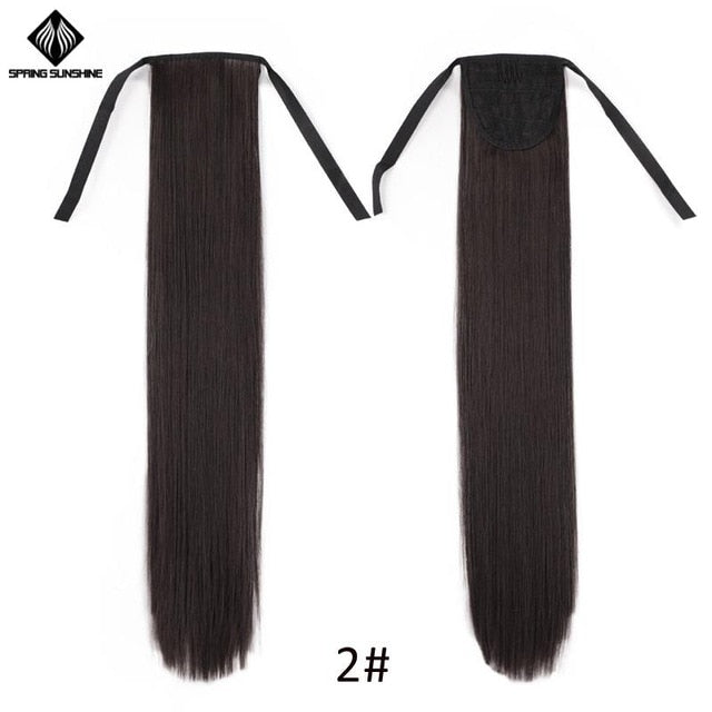 Spring sunshine 65cm Long Straight Blonde Clip In Hair Tail False Hair Ponytail Hairpiece Synthetic Hair Extensions