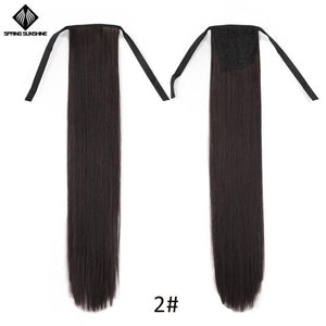 Spring sunshine 65cm Long Straight Blonde Clip In Hair Tail False Hair Ponytail Hairpiece Synthetic Hair Extensions