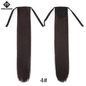 Spring sunshine 65cm Long Straight Blonde Clip In Hair Tail False Hair Ponytail Hairpiece Synthetic Hair Extensions