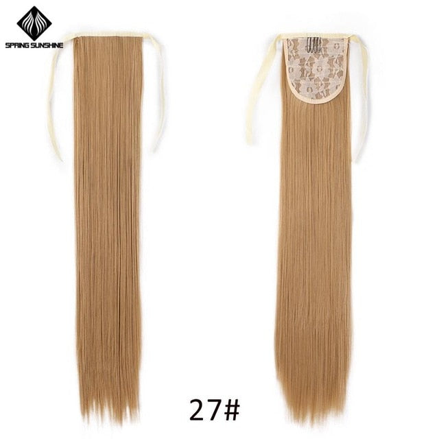 Spring sunshine 65cm Long Straight Blonde Clip In Hair Tail False Hair Ponytail Hairpiece Synthetic Hair Extensions