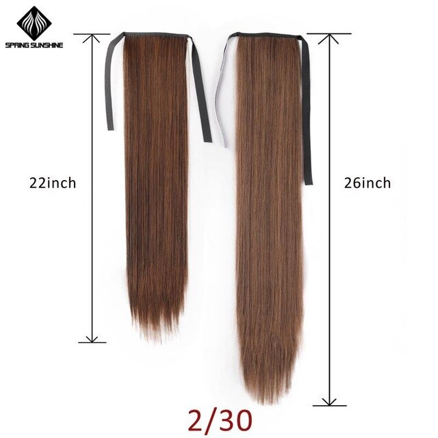 Spring sunshine 65cm Long Straight Blonde Clip In Hair Tail False Hair Ponytail Hairpiece Synthetic Hair Extensions