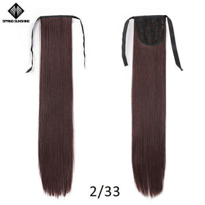 Spring sunshine 65cm Long Straight Blonde Clip In Hair Tail False Hair Ponytail Hairpiece Synthetic Hair Extensions