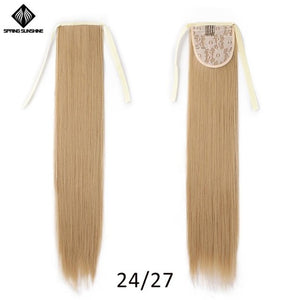 Spring sunshine 65cm Long Straight Blonde Clip In Hair Tail False Hair Ponytail Hairpiece Synthetic Hair Extensions