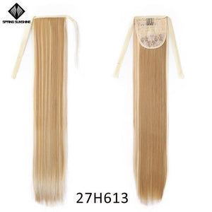 Spring sunshine 65cm Long Straight Blonde Clip In Hair Tail False Hair Ponytail Hairpiece Synthetic Hair Extensions