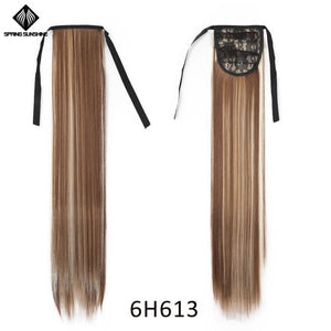 Spring sunshine 65cm Long Straight Blonde Clip In Hair Tail False Hair Ponytail Hairpiece Synthetic Hair Extensions