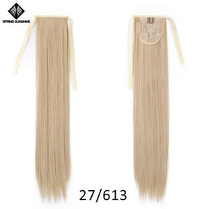 Spring sunshine 65cm Long Straight Blonde Clip In Hair Tail False Hair Ponytail Hairpiece Synthetic Hair Extensions