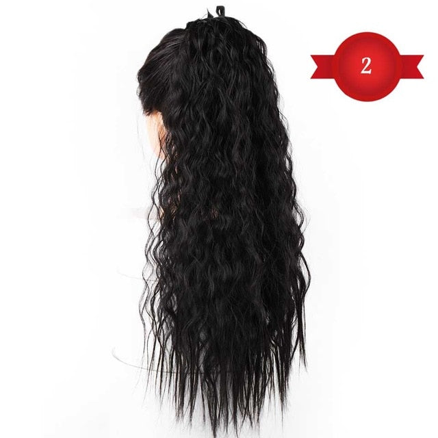 DIFEI Women's Long Wavy Ponytail Clip in Hairpiece One Piece High Temperature Fiber Synthetic Natural Wrap Around Hair