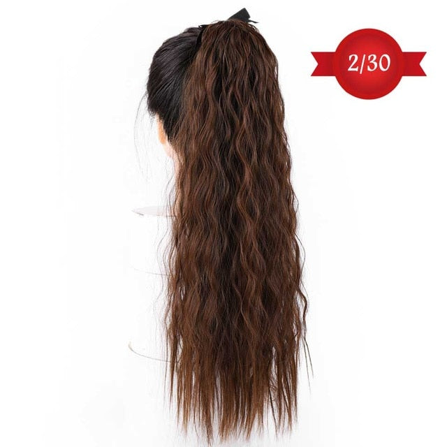DIFEI Women's Long Wavy Ponytail Clip in Hairpiece One Piece High Temperature Fiber Synthetic Natural Wrap Around Hair