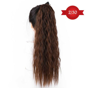 DIFEI Women's Long Wavy Ponytail Clip in Hairpiece One Piece High Temperature Fiber Synthetic Natural Wrap Around Hair
