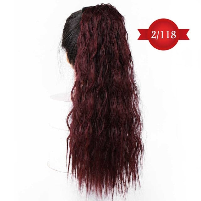 DIFEI Women's Long Wavy Ponytail Clip in Hairpiece One Piece High Temperature Fiber Synthetic Natural Wrap Around Hair