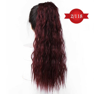 DIFEI Women's Long Wavy Ponytail Clip in Hairpiece One Piece High Temperature Fiber Synthetic Natural Wrap Around Hair