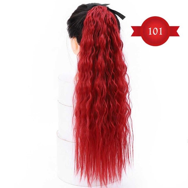 DIFEI Women's Long Wavy Ponytail Clip in Hairpiece One Piece High Temperature Fiber Synthetic Natural Wrap Around Hair