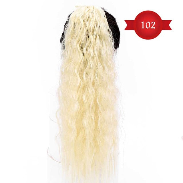 DIFEI Women's Long Wavy Ponytail Clip in Hairpiece One Piece High Temperature Fiber Synthetic Natural Wrap Around Hair