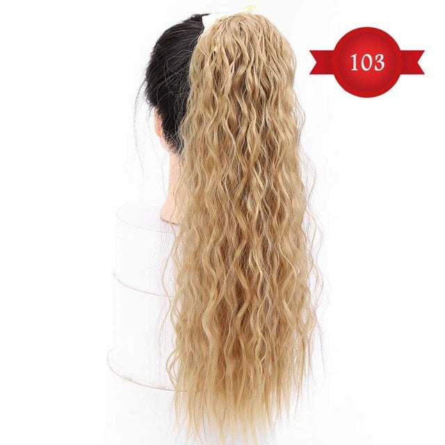 DIFEI Women's Long Wavy Ponytail Clip in Hairpiece One Piece High Temperature Fiber Synthetic Natural Wrap Around Hair