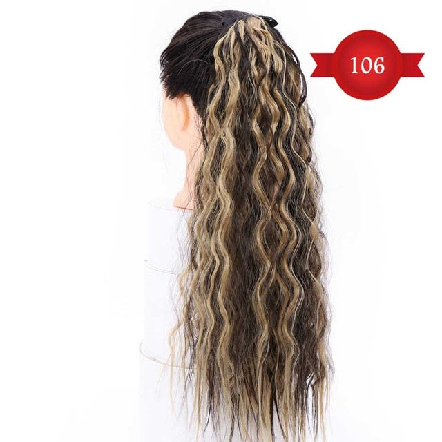DIFEI Women's Long Wavy Ponytail Clip in Hairpiece One Piece High Temperature Fiber Synthetic Natural Wrap Around Hair