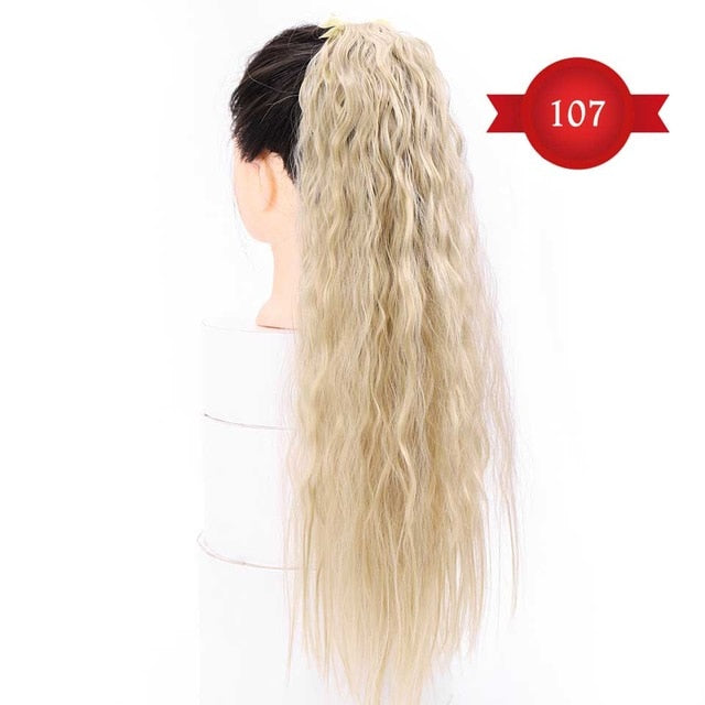 DIFEI Women's Long Wavy Ponytail Clip in Hairpiece One Piece High Temperature Fiber Synthetic Natural Wrap Around Hair