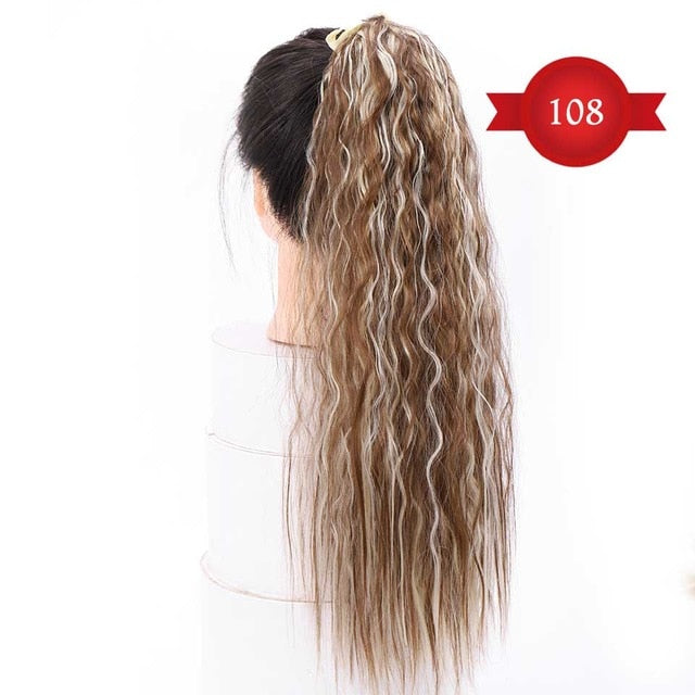 DIFEI Women's Long Wavy Ponytail Clip in Hairpiece One Piece High Temperature Fiber Synthetic Natural Wrap Around Hair