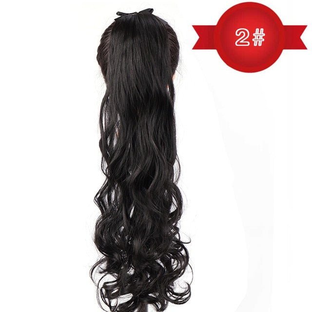 DIFEI Women's Long Wavy Ponytail Clip in Hairpiece One Piece High Temperature Fiber Synthetic Natural Wrap Around Hair