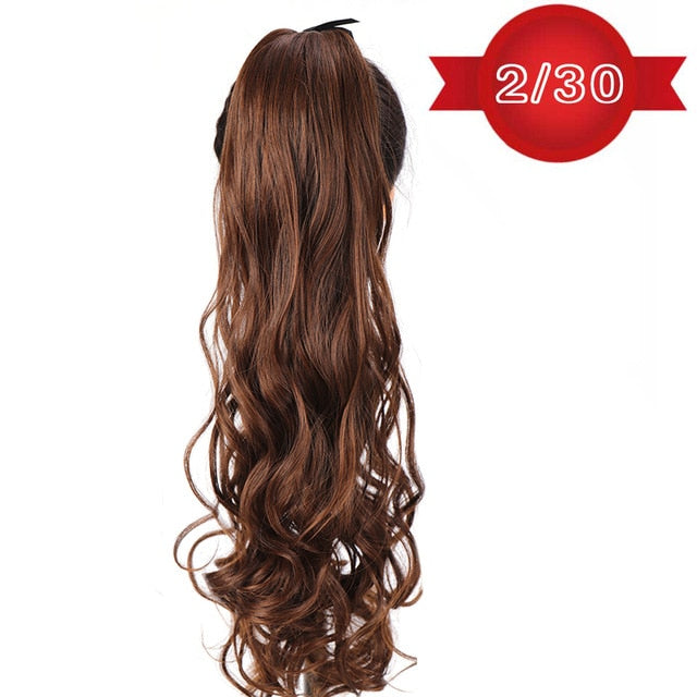 DIFEI Women's Long Wavy Ponytail Clip in Hairpiece One Piece High Temperature Fiber Synthetic Natural Wrap Around Hair