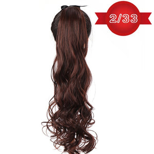 DIFEI Women's Long Wavy Ponytail Clip in Hairpiece One Piece High Temperature Fiber Synthetic Natural Wrap Around Hair