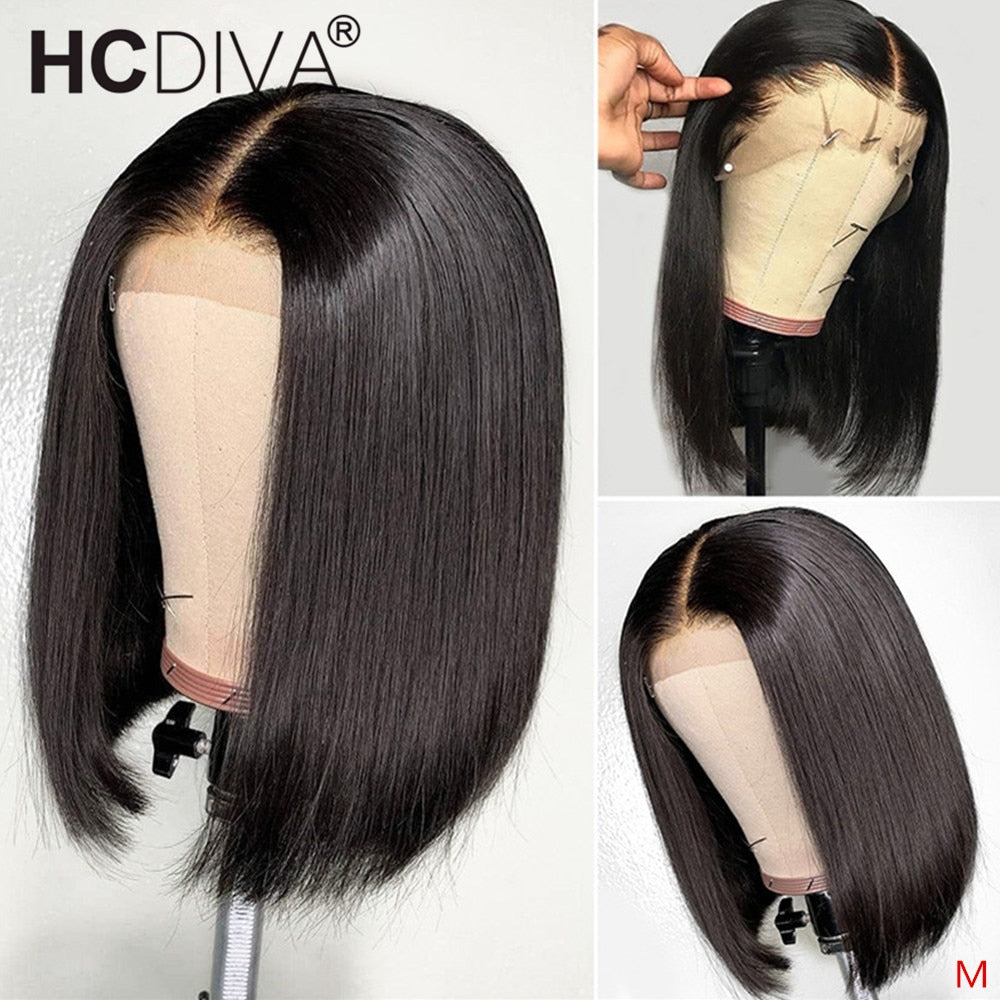 Short Bob Lace Wig 13*4 Lace Front Wig Brazilian Remy Human Hair Wig 150% Straight Lace Front Wig Pre Plucked With Baby Hair