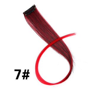 Leeons 50Cm Rainbow Colors One Clip In Hair Extensions Straight Long Synthetic For Women Hair Piece Blue Pink Purple Red 12G/Pcs