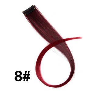 Leeons 50Cm Rainbow Colors One Clip In Hair Extensions Straight Long Synthetic For Women Hair Piece Blue Pink Purple Red 12G/Pcs