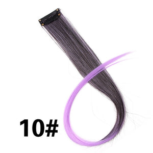 Leeons 50Cm Rainbow Colors One Clip In Hair Extensions Straight Long Synthetic For Women Hair Piece Blue Pink Purple Red 12G/Pcs